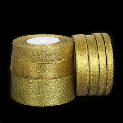 China 1/8 inch to 2 inch Gold Glitter Ribbon Christmas Decoration Viable Wholesale for sale