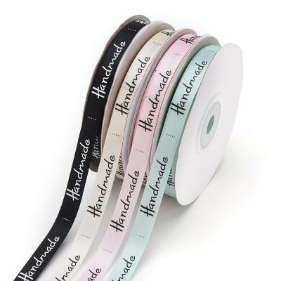 China Ribbon 100% satin ribbon 12 mm 1/2 inch Recyled brand satin ribbon custom made custom made polyester logo for sale