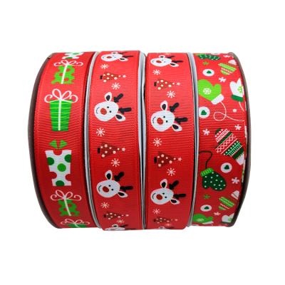 China Custom Printed Recyled Christmas Decoration Grosgrain Ribbon, 1 Inch Cartoon Character Wholesale Ribbon for sale