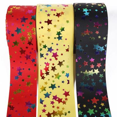 China 75mm Viable Wholesale Custom Foil Printed Grosgrain Ribbon Starstrip 3inch Hologram for sale