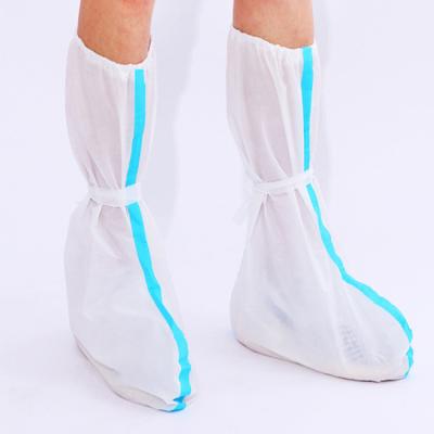 China Mainly used in disposable hospital boots cover rubber bands protective waterproof long boot for sale