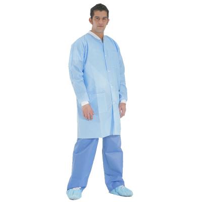 China Medical Nonwoven Fabric Eco - Friendly SMS PP Disposable Hospital Scrub Doctors Lab Coats for sale