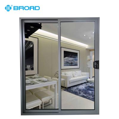 China Modern Heavy Duty Aluminum Sliding System Double Frame Glass Sliding Door Exterior for sale