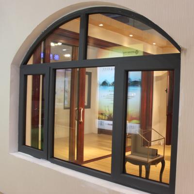 China Sliding thermal break aluminum interior sliding window and fixed arc glass for sale