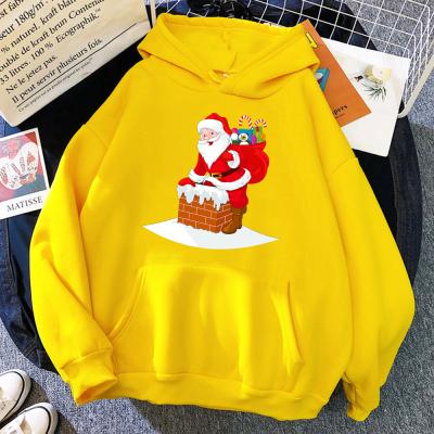 China Viable Christmas Climbing Santa Claus White Premium Hoodies Free Sample Thick Off Printed Embroidered Hoodies, S-XXL for sale