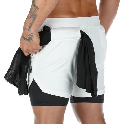 China Breathable Gym Running Shorts 2021 Male Shorts 2 IN 1 Quick Dry Sport Shorts Fitness Polyester Bodybuilding Jogging Shorts For Men for sale