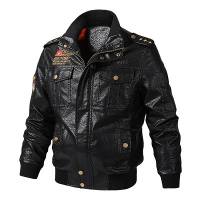 China New Arrival Viable Winter Custom PU Leather Fleece Coats Vintage Riding Biker Motorcycle Mens Faux Leather Jackets for sale