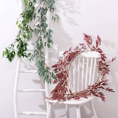 China Eco-Friendly Artificial Long Flower Garland Vine Wall Hanging Willow Leaves Rattan for Decoration for sale