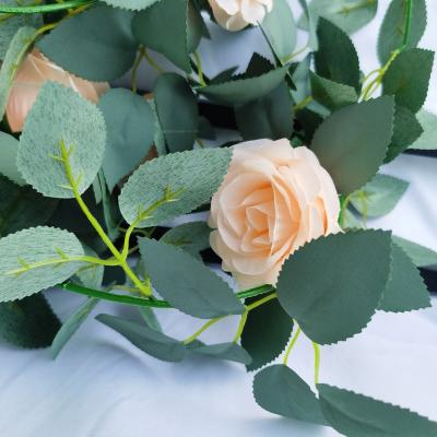 China Artificial Silk Rose Flowers Hanging Garland Rattan Ivy Artificial Rose Vines from Artificial Plant for sale