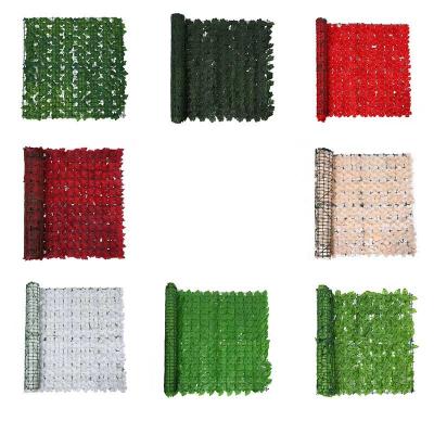 China Artificial Green Ivy Balcony Barrier Stretchable Artificial Plant Leaf Fence Plastic Leaf Plant Wall for sale