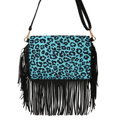 China Blue Wholesale Women Blue Leopard Fringe Sunflower Tassel Monogrammed Cross Monogrammed Bag - Body Bag for sale