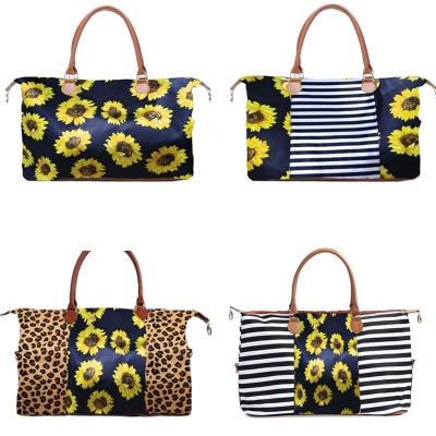 China Fashion Women Sunflower Leopard Print Weekender Tote Bag Duffel Bag for sale