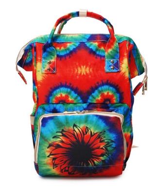 China Waterproof Diaper Backpack Waterproof Tie Dye Water Resistant Canvas Diaper Mommy Baby Care Package for sale