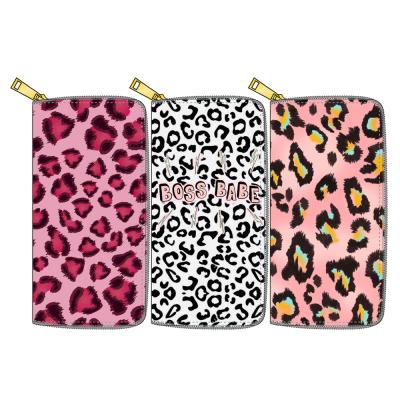 China New Arrival Anti-theft Women Fashion PU Leopard Pattern Leather Black Wallet for sale