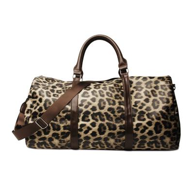 China Fashion Leopard Design Duffel Bag Durable Waterproof Women Handbag Weekender Luggage Moving Bags for sale