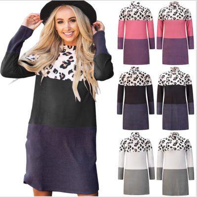 China European and American autumn and winter new style women's dress anti-static leopard print long-sleeved skirt for sale