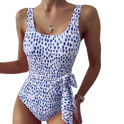 China Fashion Retro Breathable Overalls Wave Point One Piece Swimsuit for sale