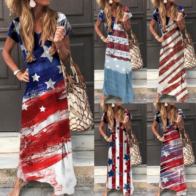 China American Flag Longuette USA Flag Anti-Static Skirt 2021Beach Maxi Dress for sale