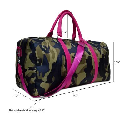 China Nylon Weekend Bag Fashion Camouflage PU Outdoor Sturdy Leopard Bags Women Duffle Tote Bag for sale