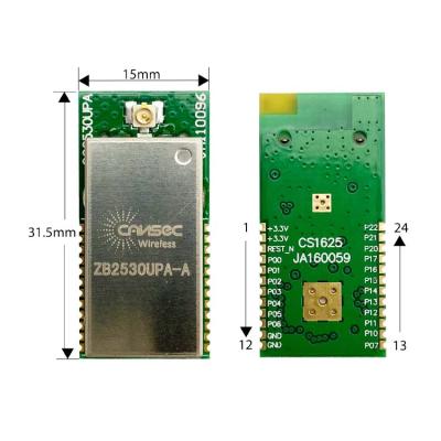 China Zigbee Receiver Module Low Power Consumption Cansec ZB2530SA-A Ti CC2530 Module Wireless Zigbee Module 3.0 15mm*31.6mm*3mm for sale