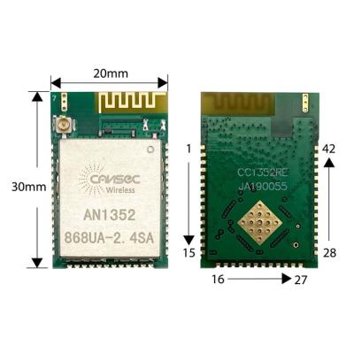 China High Performance AN1352 IoT Cansec AES 256bits TI CC1352 Low Power Consumption Sub-gHz 868M/2.4G Multiprotocol IoT Module for sale