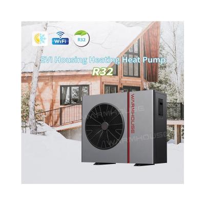 China Hotel R32 9kw Ultra Cold Climate EVI Compressor DC Inverter Room Heating Cooling Air Source Heat Pump for sale