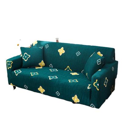 China Modern Stretch Sofa Cover, HOTNIU Universal Elastic Furniture Protector with a Free Pillowcase Colorful Green Floral for sale