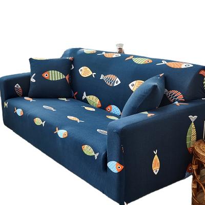 China HOTNIU Modern Stretch Sofa Cover, Universal Elastic Furniture Protector with a Free Pillowcase Blue Fish for sale