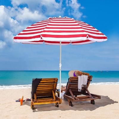 China Durable Beach Umbrella Red and White Stripe Printing High Quality Beach Umbrella for sale