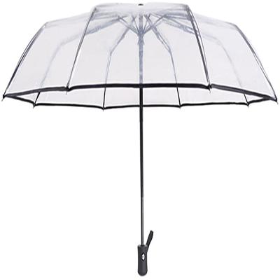 China Automatic Morden Luxury Wholesale Fashion Clear Design Customize Women Rain Automatic 3 Times Umbrella for sale