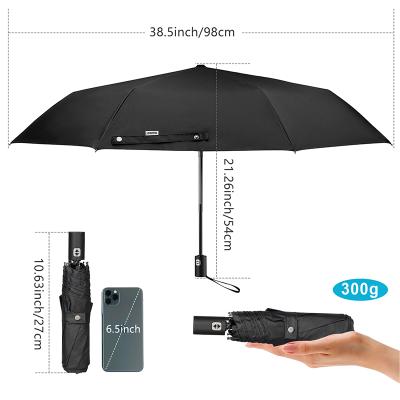 China Morden Luxury Portable Auto Open Rainproof Windproof Customize Black Umbrella UV Protection 3 Folding for sale