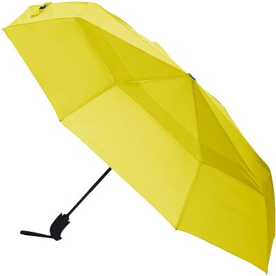 China Modern Folding Umbrella Fully Automatic Yellow Customizable Windproof Large Logo3 Folding Umbrella for sale