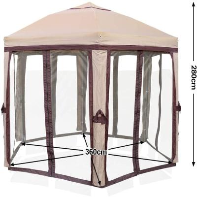 China Modern Full Outdoor Party Folding Hexagonal Furniture Accessories Rain Proof Gazebo With Mosquito Net for sale