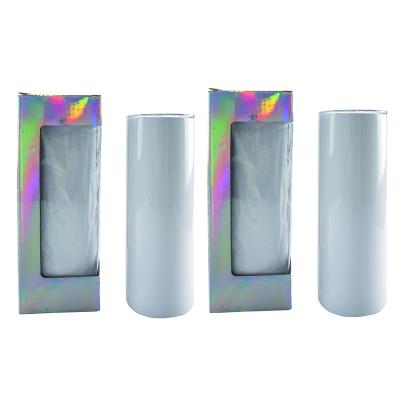 China Viable Wholesale Stainless Steel Double Wall Insulated Upright Wine Tumblers 20 oz Sublimation White Lean Bank Tumbler With Lid for sale