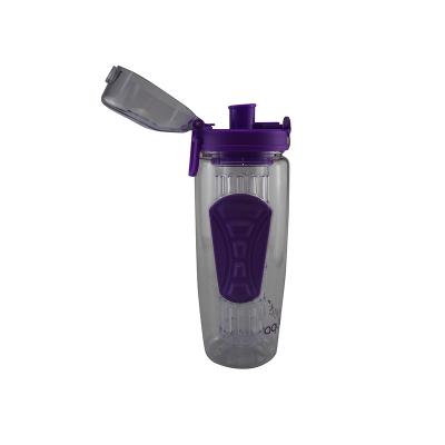 China Tritan Dishwasher Safe Unique Leak Proof Brew Viable Flip Top Fruit Infuser Water Bottle for sale