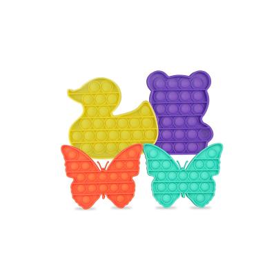 China Customized simple shape baby silicone autism squeeze popit special pure soft colorful various square shapes wiggle toy for sale