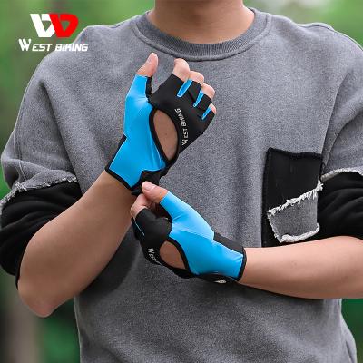 China Breathable WEST CYCLING Soft Elastic Breathable Reflective Cycling Gloves MTB Gloves Soft Elastic Cycling Half Finger Road Bike Riding Cycling Gloves for sale