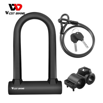 China WEST WEST BIKING Anti-theft Recycling Anti-theft Heavy Duty Cycling Bike Bicycle U-Lock Steel Cable Lock MTB Road Bike Anti-theft Steel Lock for sale