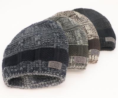 China 2022 JOINT Warm Winter Men's Plush Knitted Jacquard Hat for sale