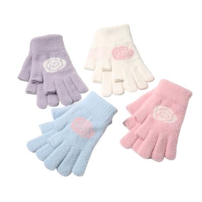 China Female Winter Mittens Plush Wet Two Finger Lovely Comfortable Mittenss Rose Couple Mittens for sale