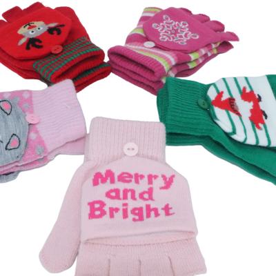 China Half Finger Flip Mittens Autumn and Finger Flip Mittens Elementary School Students Winter Christmas Series Children's Cute Half Mittens Write Warm for sale