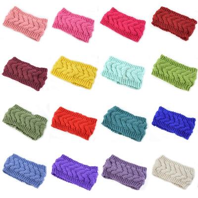 China Fashion Factory Direct Colorful Knitted Acrylic Headband For Women Adult Winter Crochet Hair Accessories Thick Warm Headwrap for sale