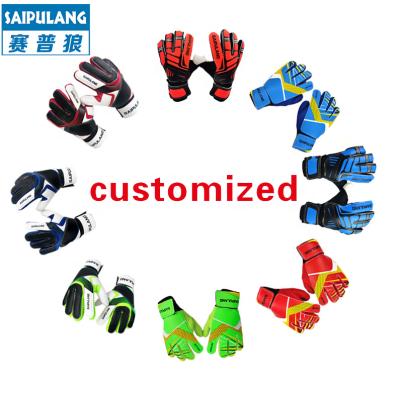 China Latex/Rubber Custom Goalkeeper Glove Youth Match Football Soccer Goalkeeper Glove With Finger Contact Protection for sale