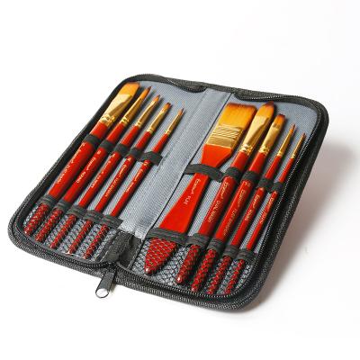 China HOT Selling Professional Paint Giorgione 10 Pieces of the Best Paint Bag Cavas Acrylic Hair Nylon Brush Set Imported for sale