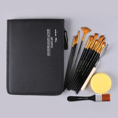 China Professional Artist Paint 17pcs Professional Paint Set Brush Prefect with Carry Case Sponge Palette Knife for sale