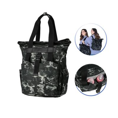 China OEM Large Capacity 2021 Baby Diaper Tote Bag Camo Leather Diaper Backpack Toddler Backpack Custom Waterproof Wet Diaper Bag Multifunction for sale