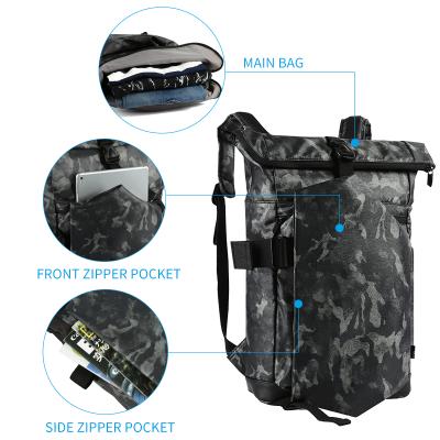 China 2021 Custom OEM Camouflage Leather Coat Anti-theft Military Backpacks Casual Waterproof Sports Bag Outdoor Designer Laptop Travel Back Package for sale