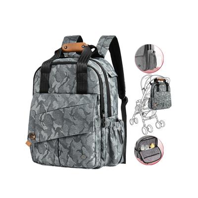 China 2021 OEM Anti-theft Camouflage Customs Anti-theft Camouflage Mother Bag Multifunction Nappy Backpack Multifunction Baby Care Mum Napppy Leather Waterproof Bag for sale