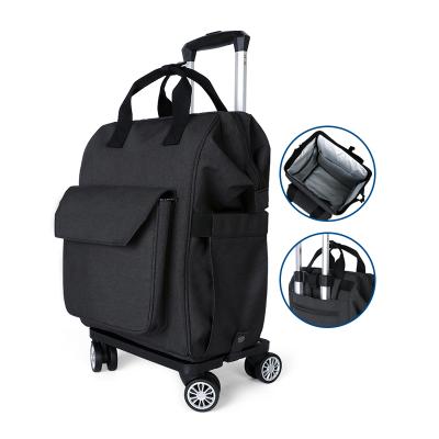 China 2021 OEM Anti-theft Canvas Customs Waterproof Backpack With Wheels Trolley Bag Travel Weekend Shopping Multifunctional Classic Bags for sale