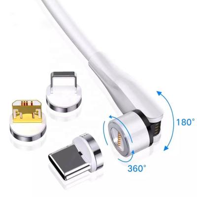 China Hot Selling MP3/MP4 Player Retractable Charging Cable Magnetic Mobile Phone Cable 540 Degree Rotation 3in1 Data for sale